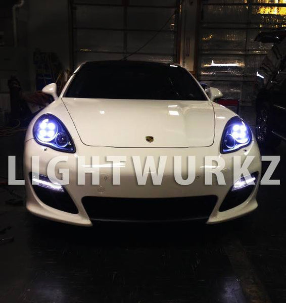 Porsche Panamera custom headlights with DRL